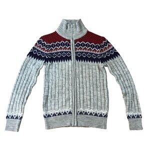 VTG Sears Mens Sportswear‎ Sweater Medium Gray Full Zip Cardigan Preppy 70s 80s